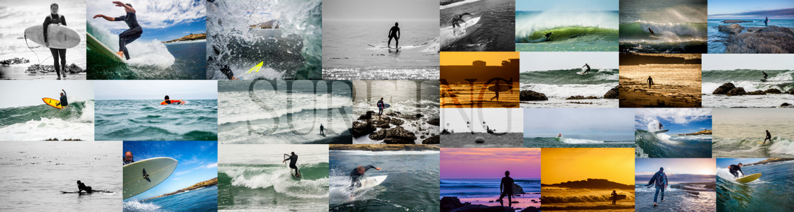 Collage of surfing photos