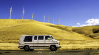 Van with wind turbines
